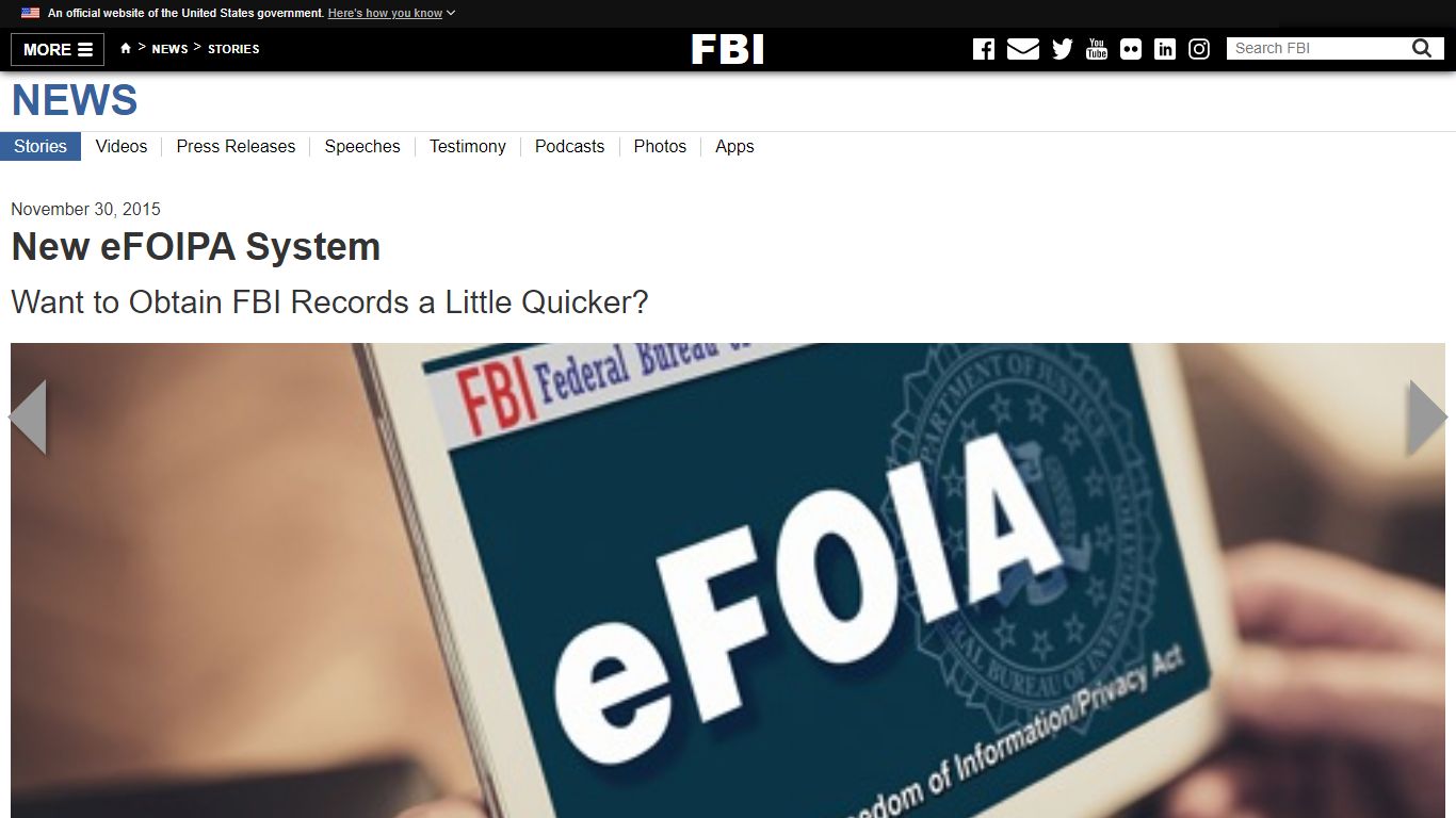 New eFOIPA System — FBI - Federal Bureau of Investigation